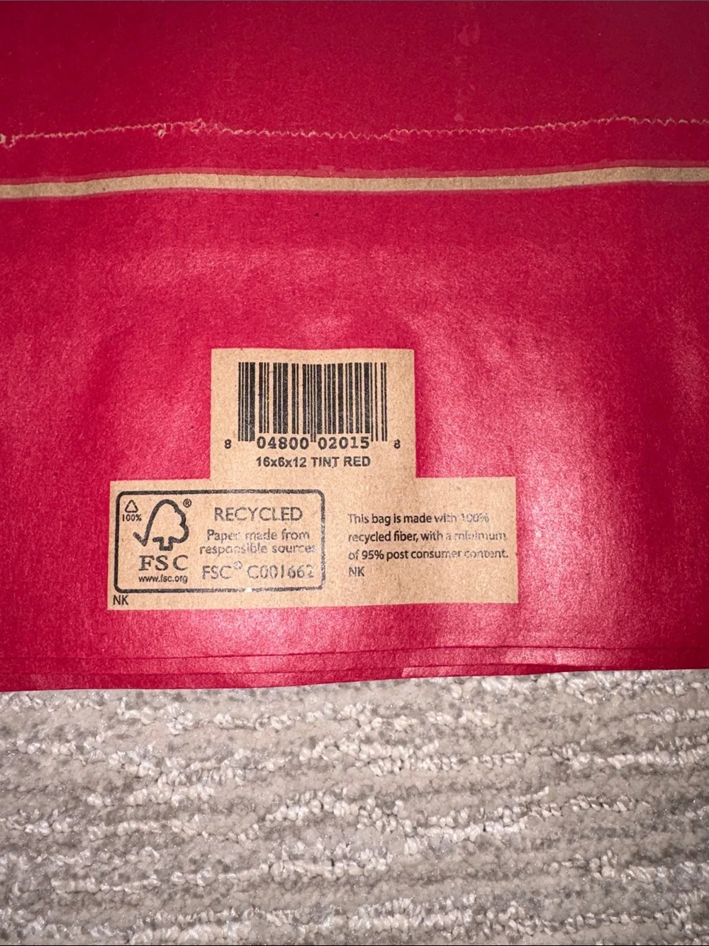 10 Red Paper Gift Shopping Tote Bag with Twisted Handles Recycled Paper